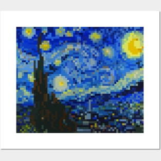 Pixely Starry Night Posters and Art